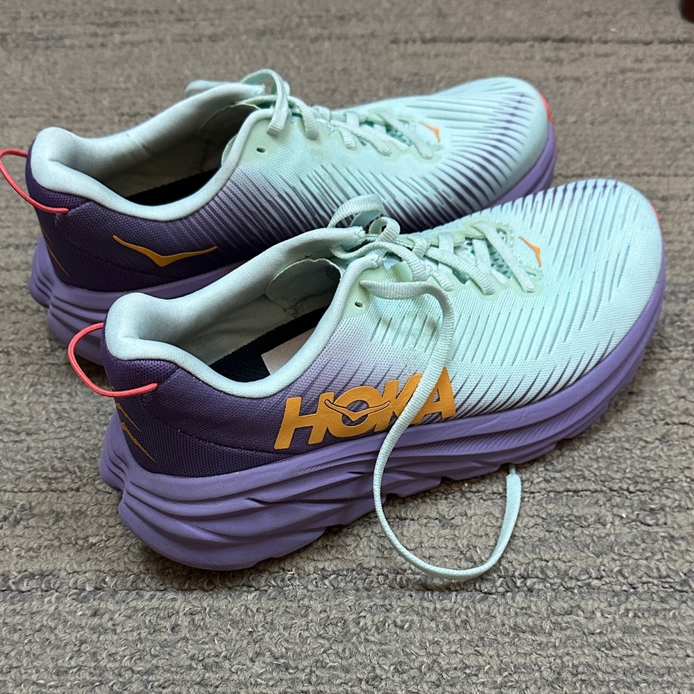 Hoka Rincon 3 Mint and Purple Running Shoes
